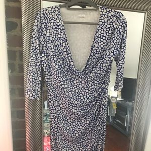 Knee length dress mock wrap